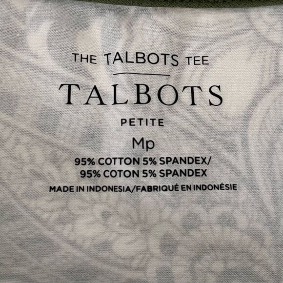Talbots Petite Crewneck Tee   Green Paisley   Sz MP - Picture 3 of 4